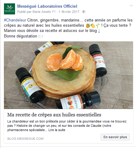 post facebook crêpes aux huiles essentielles
