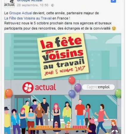 Fete des voisins au travail