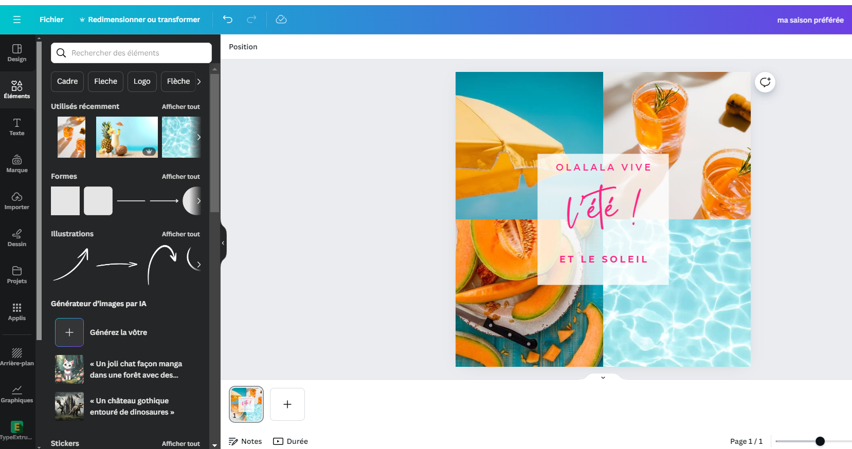 Interface de Canva