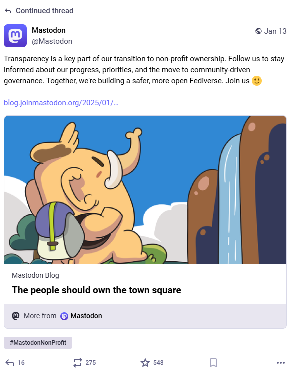 copie d'écran de mastodon, un des réseaux sociaux alternatifs